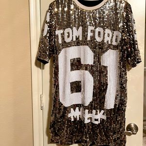 Like new sequin gold black and white shirt dress